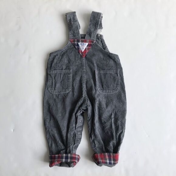 Vintage Oshkosh thick corduroy/plaid overalls 2T - Picture 5 of 6